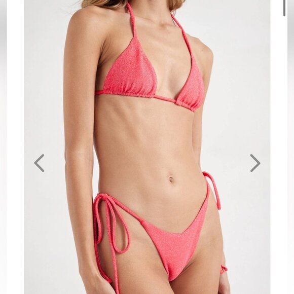 NWT OneOne Swimwear Bikini SET Ariel Jena Sims Collab Pink Flamingo Island NEW - Picture 2 of 7